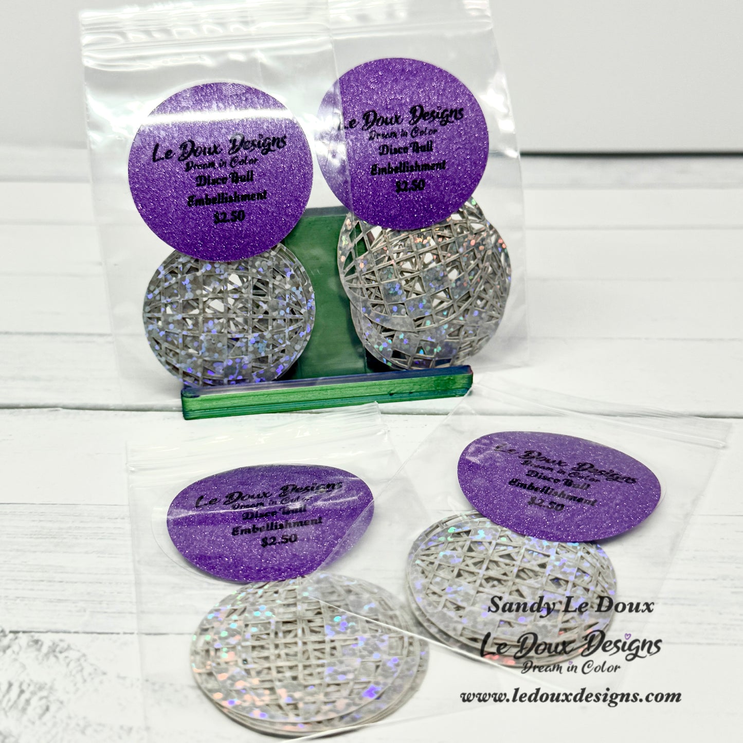 Silver disco ball embellishments 1.5in
