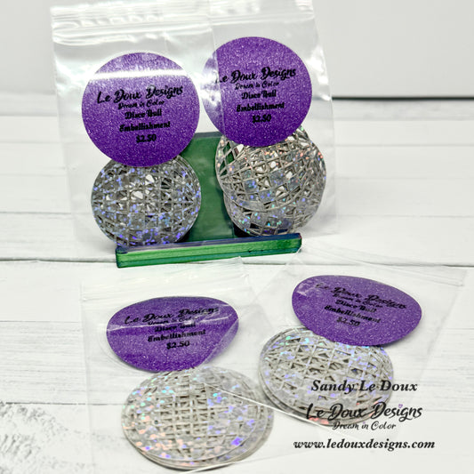 Silver disco ball embellishments 1.5in