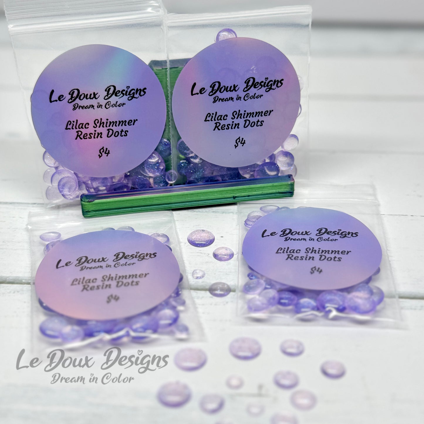 Lilac Shimmer Resin Dots