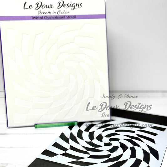 Collection of colorful illustrations by Le Doux Designs twisted checkerboard single layer stencil